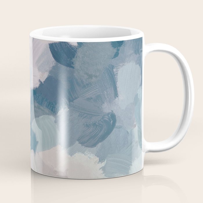 Beautiful Breeze I - Mint Aqua Navy Indigo Blue Blush Pink Abstract Painting, Modern Wall Art Coffee Mug