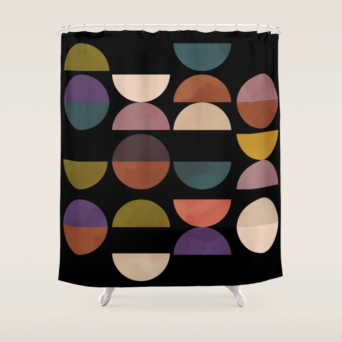 Mid Century Abstract Geometric Autumn 3 Shower Curtain