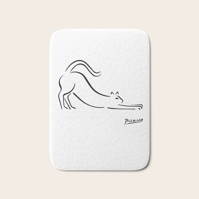 Pablo Picasso Cat Artwork Shirt, Kitten Sketch Reproduction Bath Mat