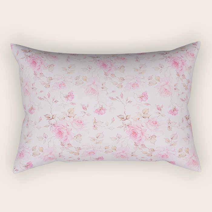Modern Vintage Blush Pink  Romantic Floral Pattern Rectangular Pillow