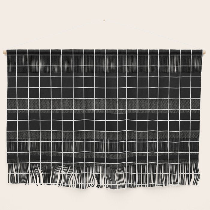 Black Grid White Lines| Black Aesthetic Wall Hanging