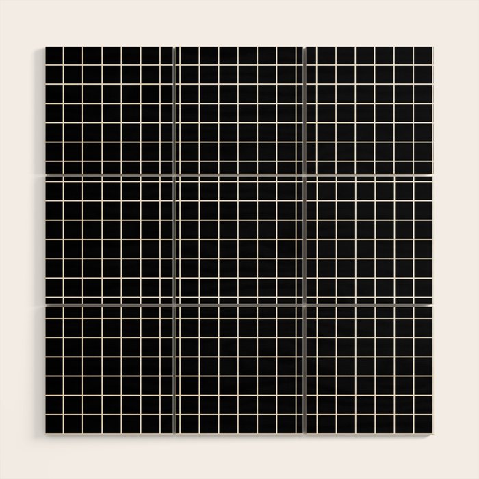 Black Grid White Lines| Black Aesthetic Wood Wall Art