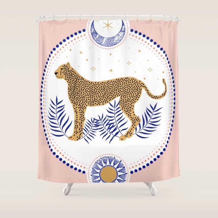Wild Cheetah And The Moon 2 Shower Curtain