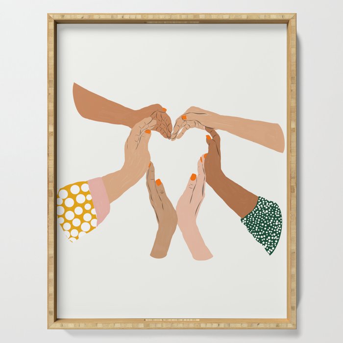 Indiscrimination | Anti-Racism Painting | Unity Illustration | Women Empowerment Growth Mindset Serving Tray