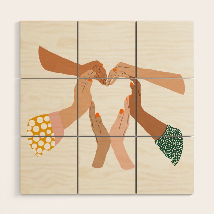 Indiscrimination | Anti-Racism Painting | Unity Illustration | Women Empowerment Growth Mindset Wood Wall Art