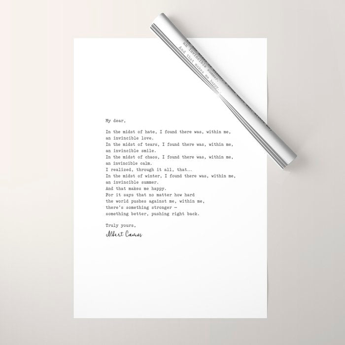 Albert Camus Quote - My Dear In The Midst Of Hate I Found Wrapping Paper