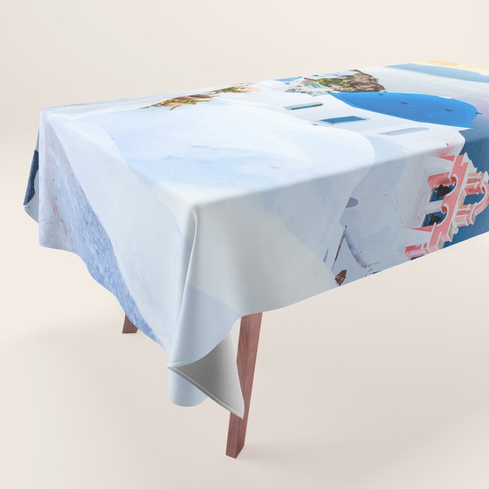 Greek Fantasy, Greece Travel Tropical Photography, Nature Landscape Ocean Architecture Graphic Tablecloth