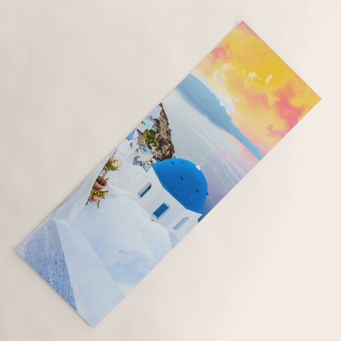 Greek Fantasy, Greece Travel Tropical Photography, Nature Landscape Ocean Architecture Graphic Yoga Mat