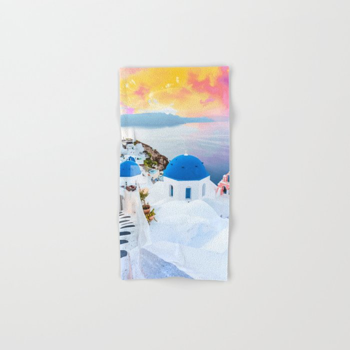 Greek Fantasy, Greece Travel Tropical Photography, Nature Landscape Ocean Architecture Graphic Bath Towel