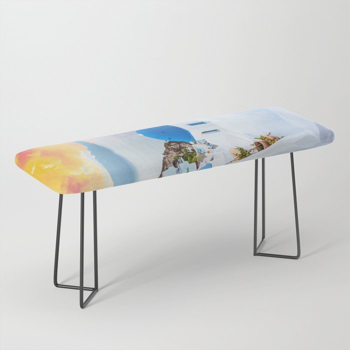 Greek Fantasy, Greece Travel Tropical Photography, Nature Landscape Ocean Architecture Graphic Bench