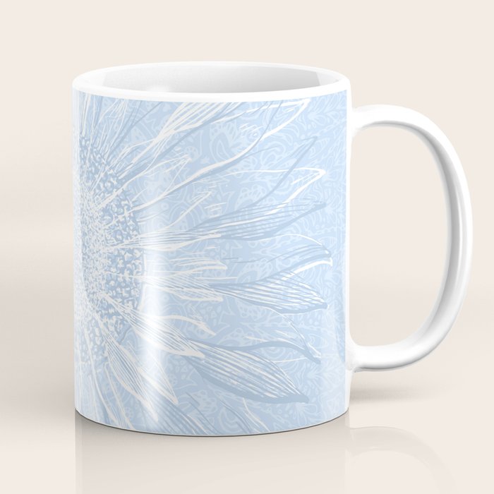 Festive, Winter, Mandala, Snowflake, Sky Blue Coffee Mug