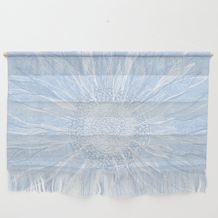 Festive, Winter, Mandala, Snowflake, Sky Blue Wall Hanging