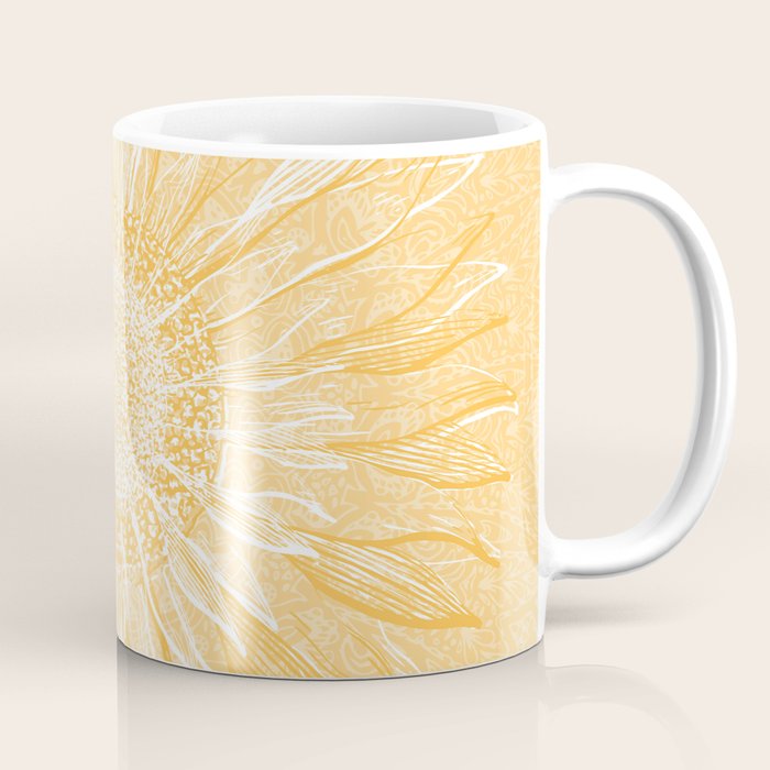 Mandala, Sunflower Prints, Yellow Coffee Mug