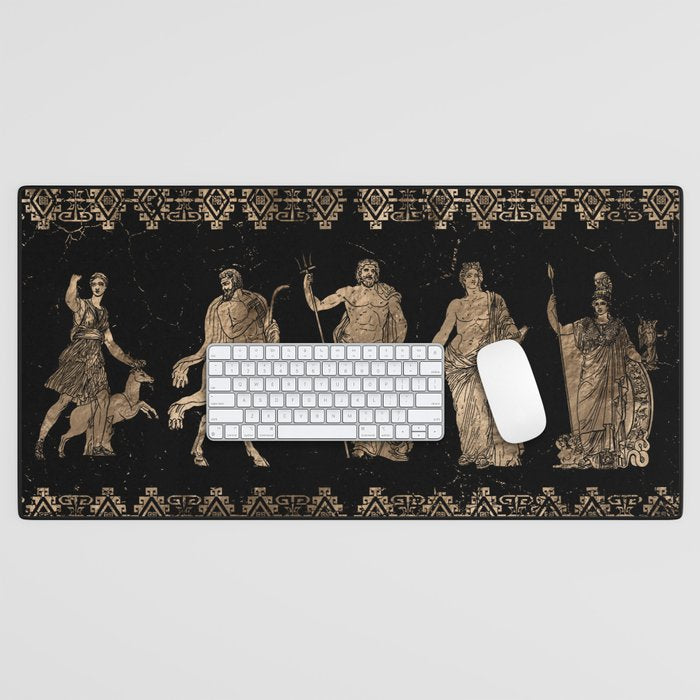 Greek Deities And Meander Key Ornament Desk Mat