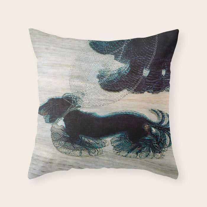 Dynamism Of A Dog On A Leash, Vintage Minimalist Art Throw Pillow