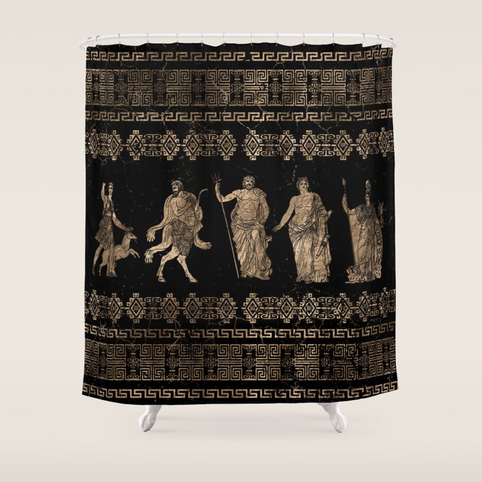 Greek Deities And Meander Key Ornament Shower Curtain