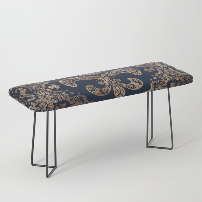 Luxury Fleur-De-Lis Ornament - Gold And Dark Blue Bench
