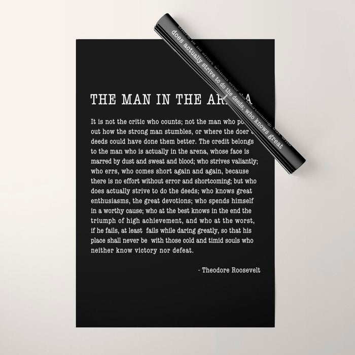 The Man In The Arena, Theodore Roosevelt Quote, Wrapping Paper