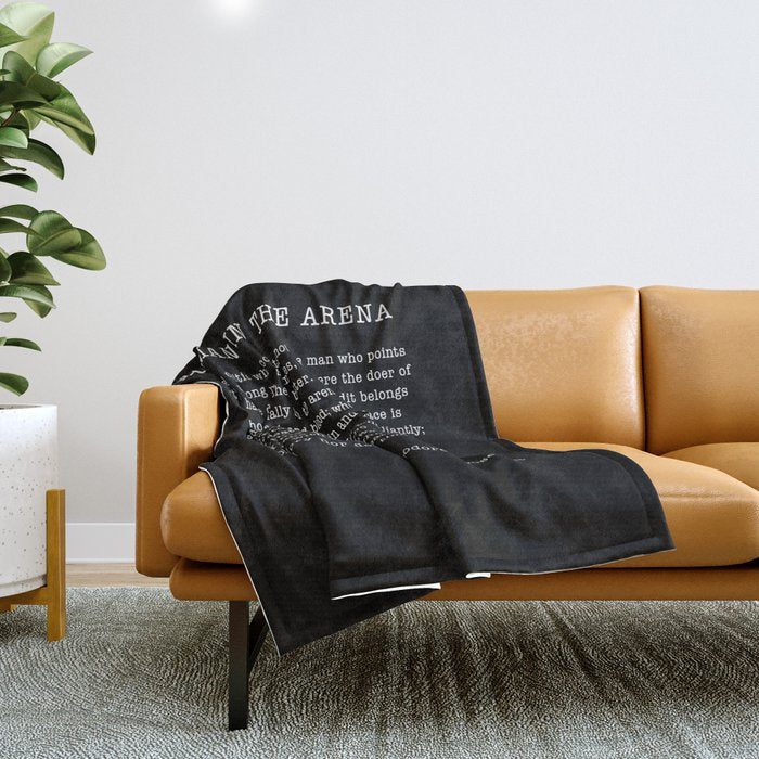The Man In The Arena, Theodore Roosevelt Quote, Throw Blanket