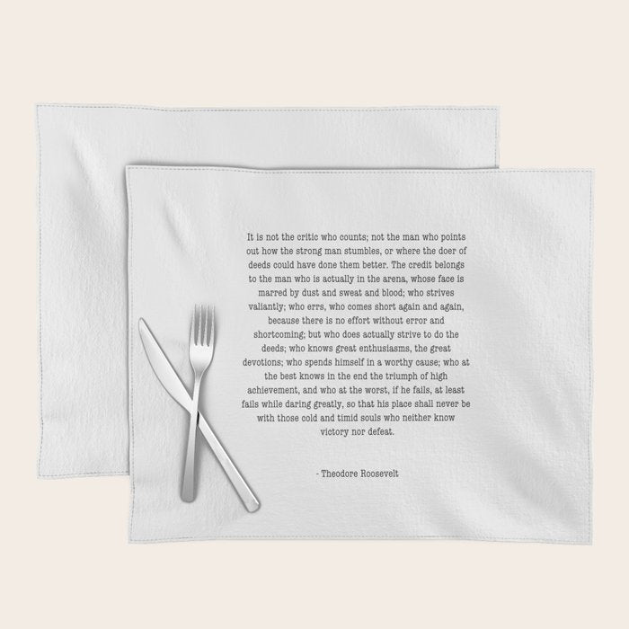 Man In The Arena Theodore Roosevelt Placemat