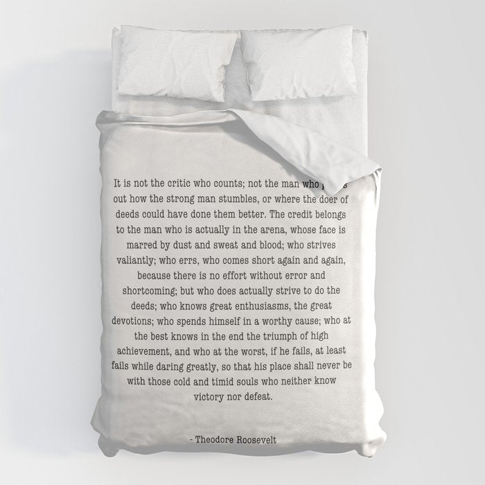 Man In The Arena Theodore Roosevelt Duvet Cover