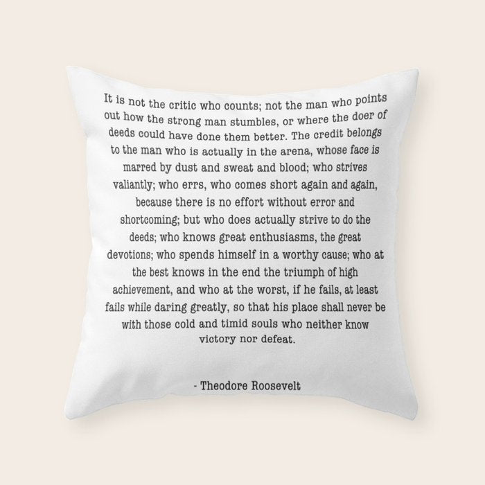 Man In The Arena Theodore Roosevelt Throw Pillow