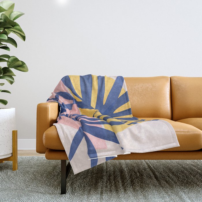 Bright Pop Tropical Palm Art Throw Blanket