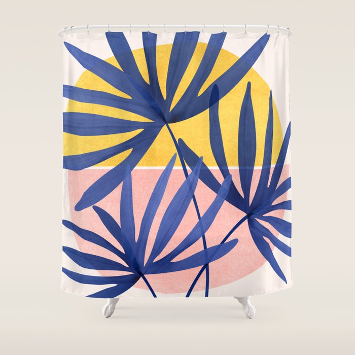 Bright Pop Tropical Palm Art Shower Curtain