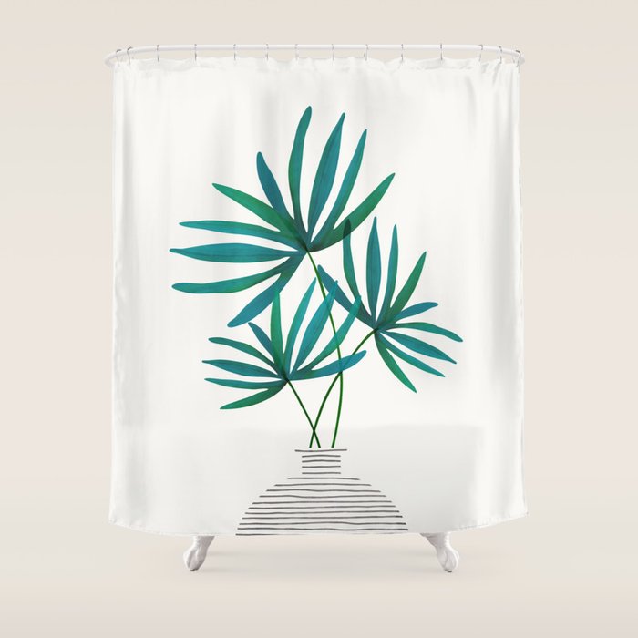 Fan Palm Bouquet Still Life Shower Curtain
