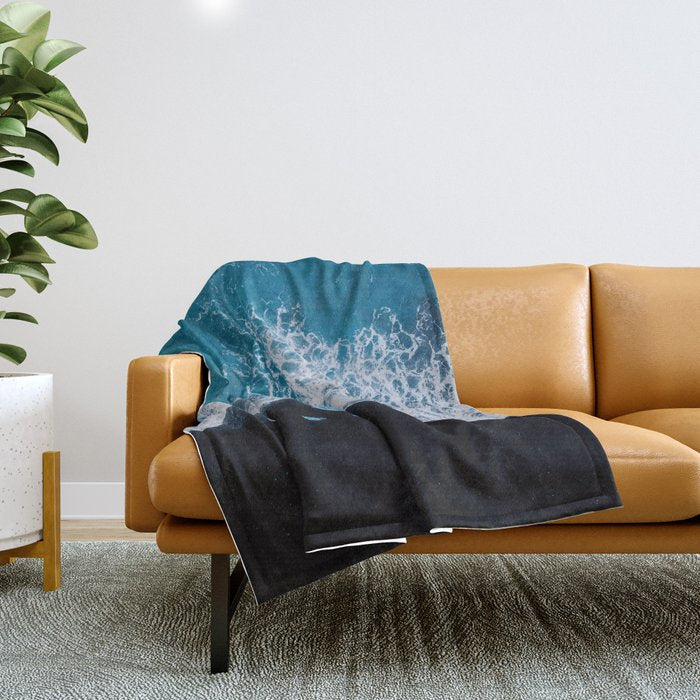 Minimalist Waves On A Beach In Iceland Throw Blanket