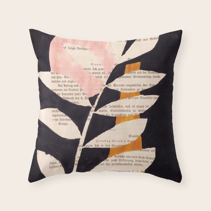 Still Life And Illustration: Modern Branch In Mid Century Style Throw Pillow