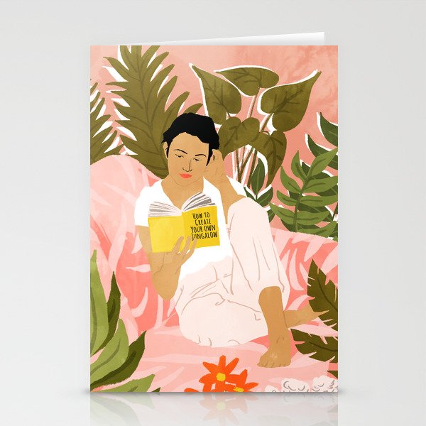 Plant Lady & The Urban Junglow | Blush Botanical Home DéCor | House Plants Bohemian Woman Bedroom  Stationery Card
