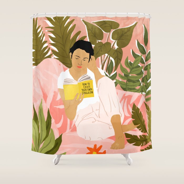 Plant Lady & The Urban Junglow | Blush Botanical Home DéCor | House Plants Bohemian Woman Bedroom  Shower Curtain