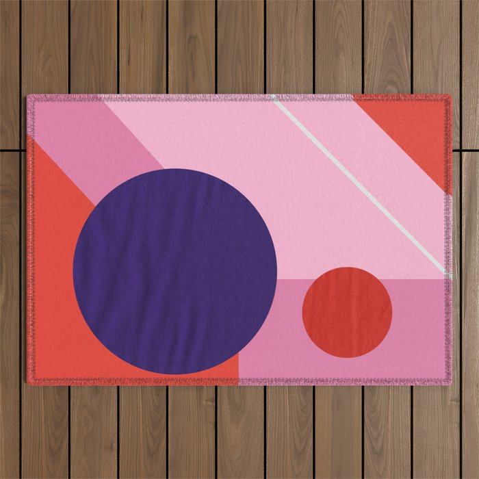 Abstract Geometry With Circles Outdoor Rug