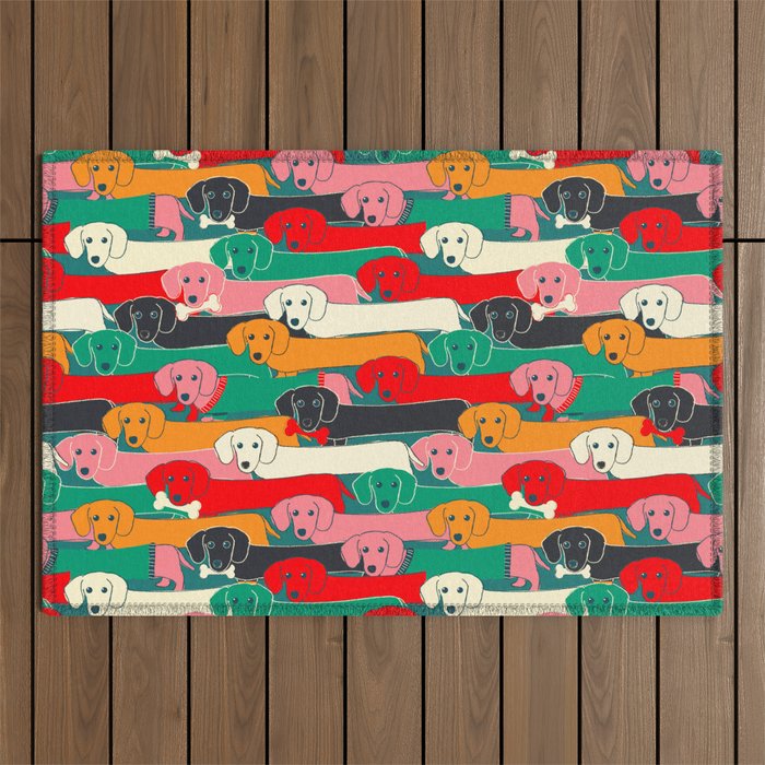 Dachshund Pattern- Happy Dogs Outdoor Rug