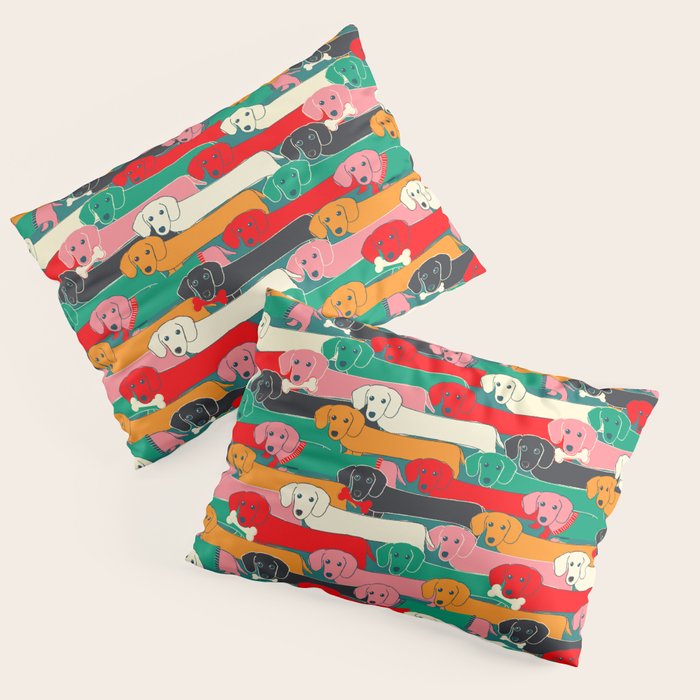 Dachshund Pattern- Happy Dogs Pillow Sham