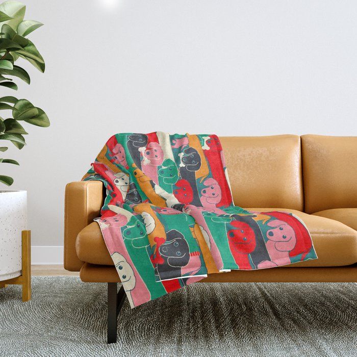 Dachshund Pattern- Happy Dogs Throw Blanket