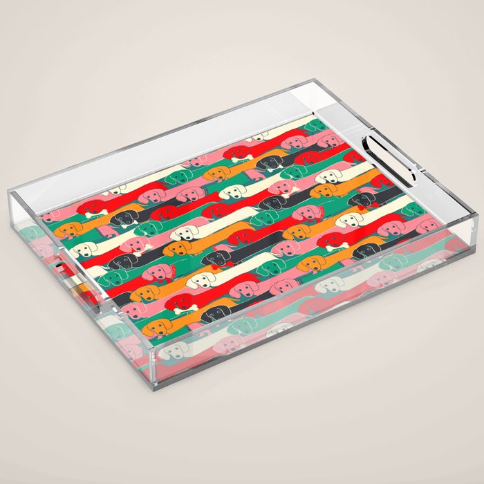 Dachshund Pattern- Happy Dogs Acrylic Tray
