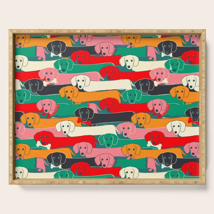 Dachshund Pattern- Happy Dogs Serving Tray