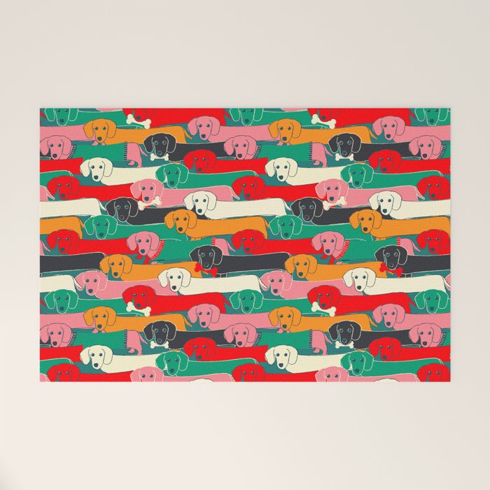 Dachshund Pattern- Happy Dogs Welcome Mat