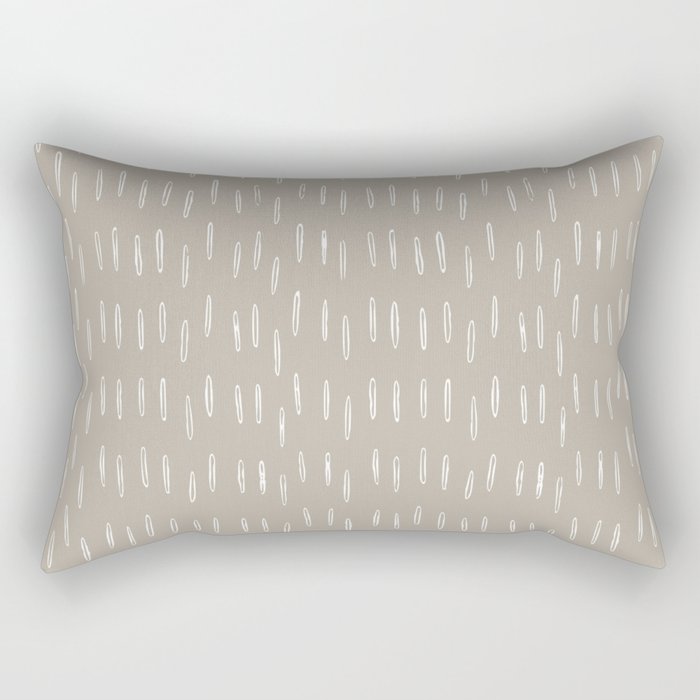 Boho Prints, Raindrops, Beige, Minimalism, Abstract Art Rectangular Pillow