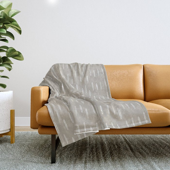 Boho Prints, Raindrops, Beige, Minimalism, Abstract Art Throw Blanket