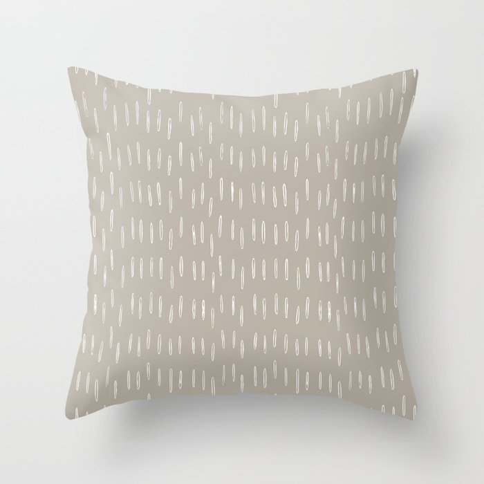 Boho Prints, Raindrops, Beige, Minimalism, Abstract Art Throw Pillow