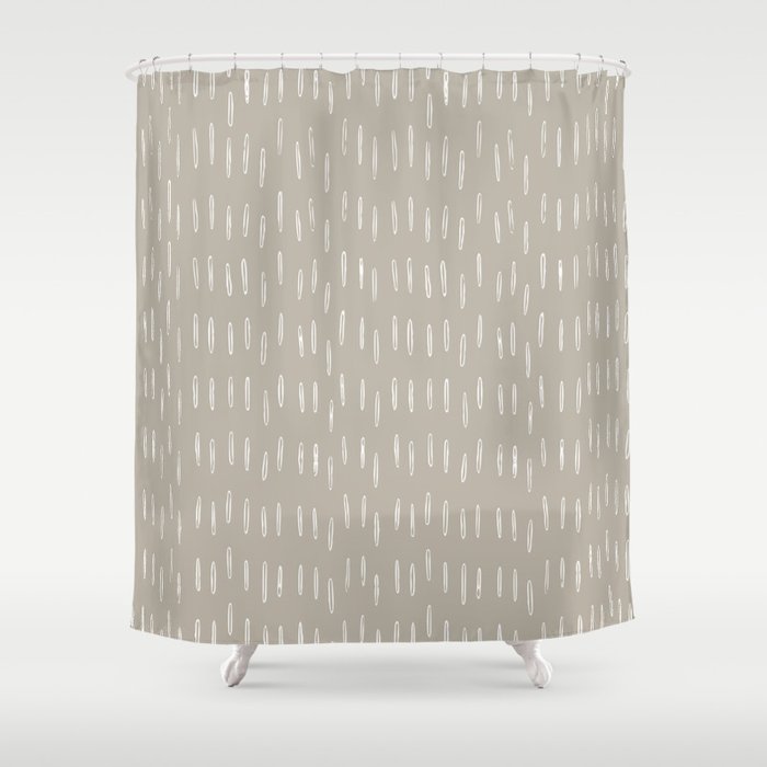 Boho Prints, Raindrops, Beige, Minimalism, Abstract Art Shower Curtain