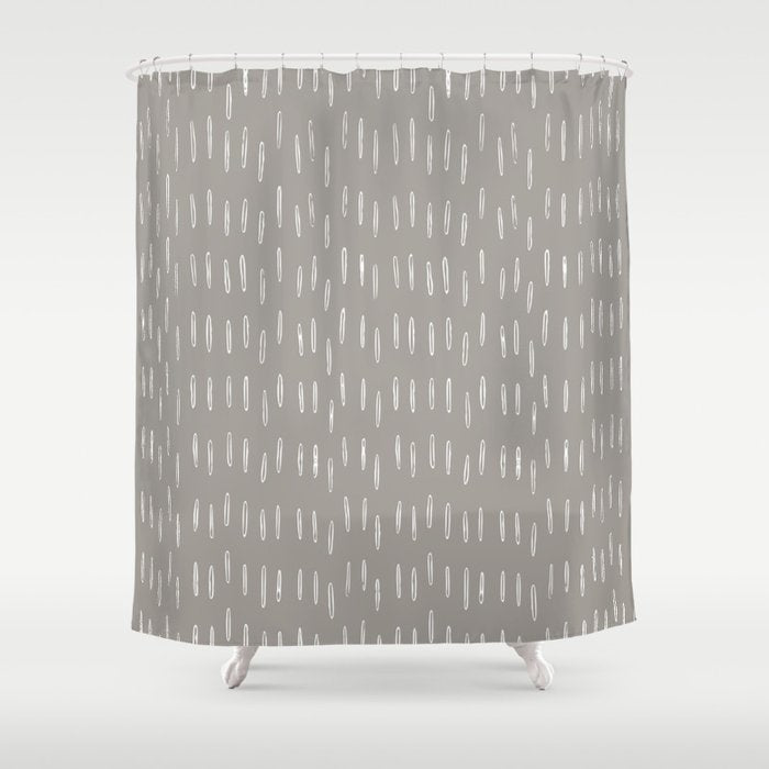 Raindrops, Gray, Minimalism, Abstract Art Shower Curtain