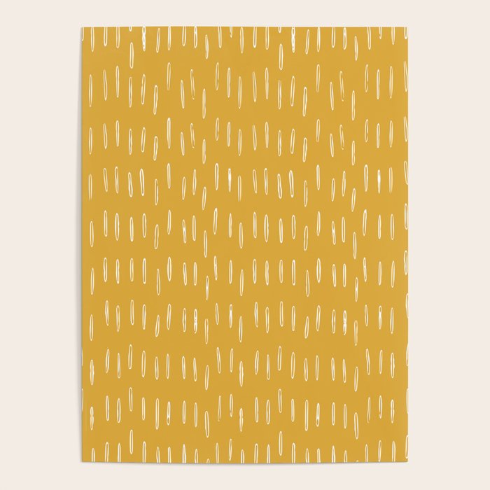 Raindrop Abstract Boho Pattern, Yellow Poster