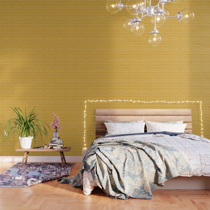 Raindrop Abstract Boho Pattern, Yellow Wallpaper