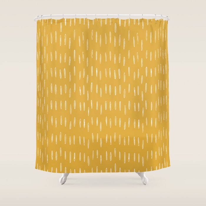 Raindrop Abstract Boho Pattern, Yellow Shower Curtain