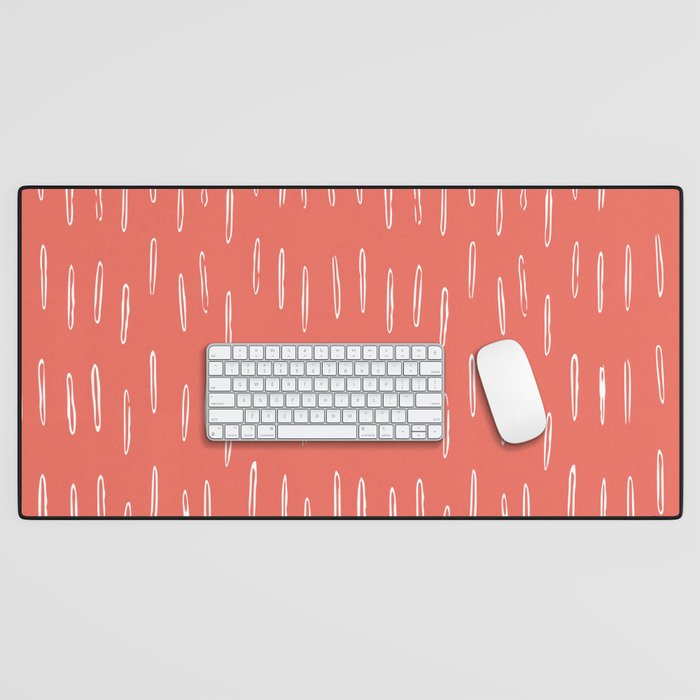 Boho, Raindrop, Mudcloth, Coral Desk Mat