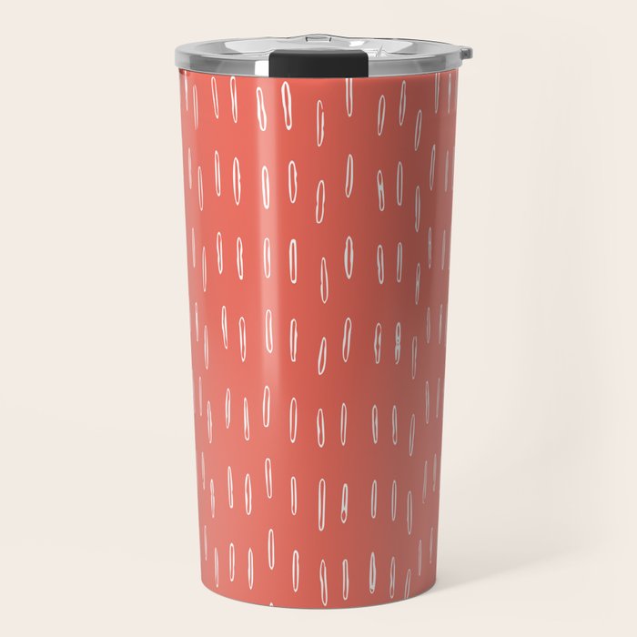 Boho, Raindrop, Mudcloth, Coral Travel Mug